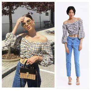 ZARA Plaid Cropped Top
